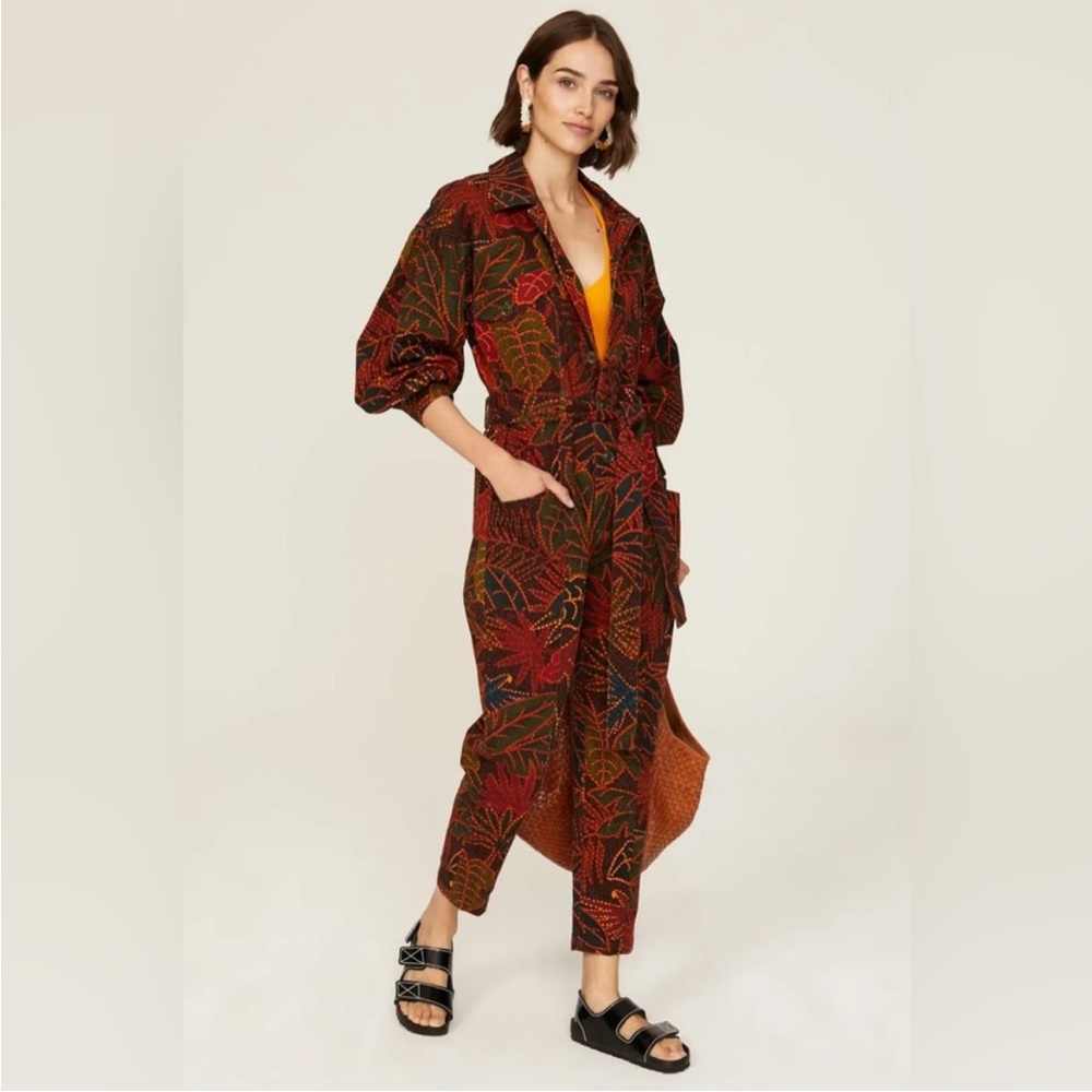 NWT Farm Rio Rainforest Black Canvas Jumpsuit